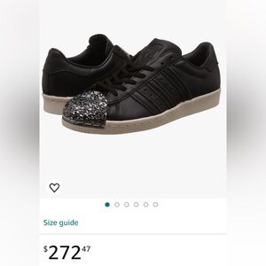 Adidas 7.5 Original Superstar 80s Metallic 3D Front Black Leather Shoe Excellent
